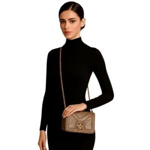 Badgley Mischka Crossbody Shoulder CLUTCH Evening Bag Taupe Women's Woman's